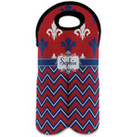 Patriotic Fleur de Lis Wine Tote Bag (2 Bottles) (Personalized)