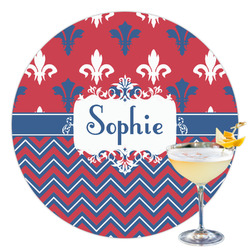 Patriotic Fleur de Lis Printed Drink Topper - 3.5" (Personalized)