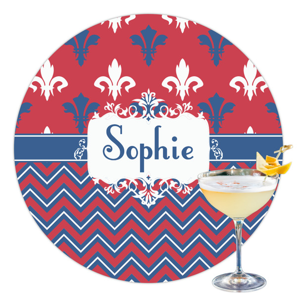 Custom Patriotic Fleur de Lis Printed Drink Topper - 3.5" (Personalized)