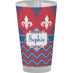 Patriotic Fleur de Lis Pint Glass - Full Color (Personalized)