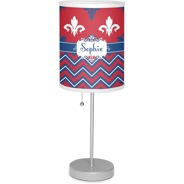 Custom Patriotic Fleur de Lis 7" Drum Lamp with Shade (Personalized)