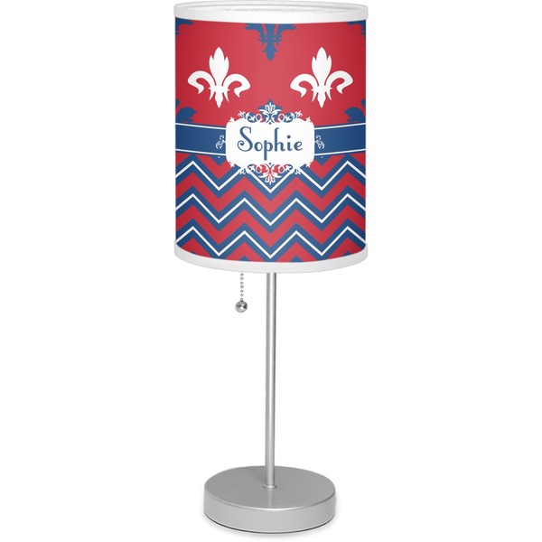 Custom Patriotic Fleur de Lis Lamp with Drum Shade (Personalized)