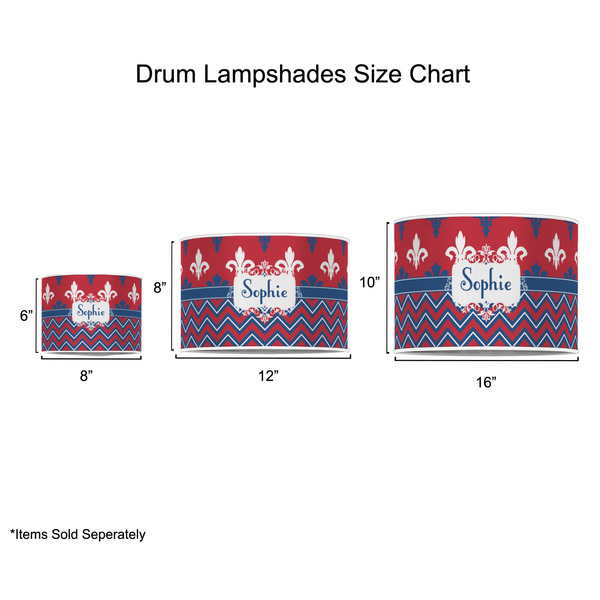 Patriotic Fleur de Lis Drum Lampshades - Sizing Chart