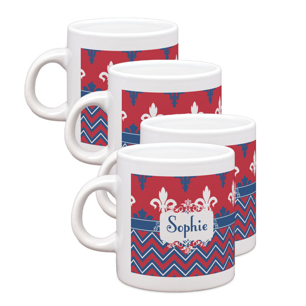 Custom Patriotic Fleur de Lis Single Shot Espresso Cups - Set of 4 (Personalized)