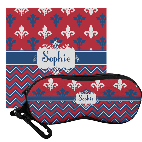 Custom Patriotic Fleur de Lis Eyeglass Case & Cloth (Personalized)