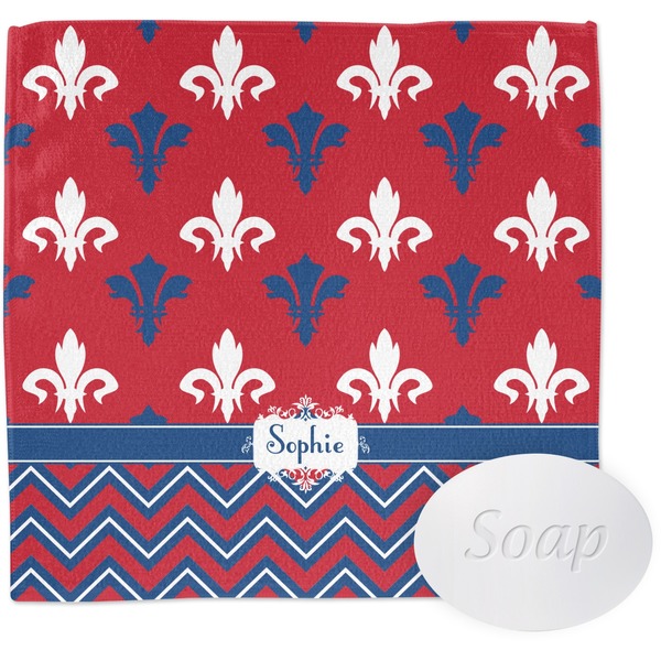 Patriotic Fleur de Lis Wash Cloth with soap