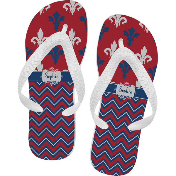 Custom Patriotic Fleur de Lis Flip Flops - XSmall (Personalized)