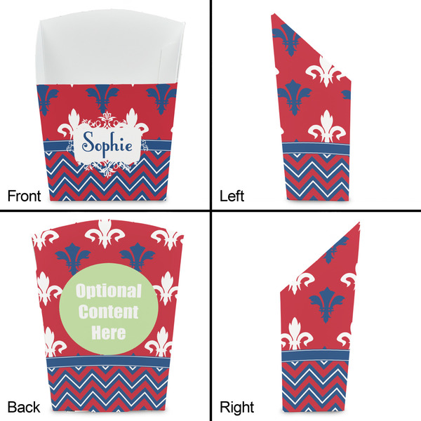 Patriotic Fleur de Lis French Fry Favor Box - Front & Back View