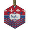 Patriotic Fleur de Lis Flat Glass Ornament - Hexagon w/ Name or Text