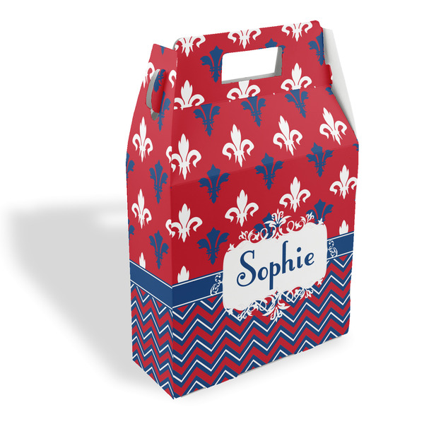 Custom Patriotic Fleur de Lis Gable Favor Box (Personalized)