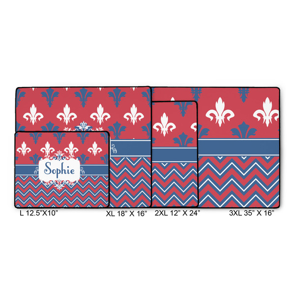 Patriotic Fleur de Lis Gaming Mats - SIZE CHART