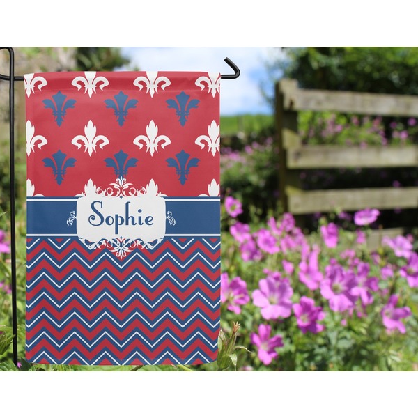 Patriotic Fleur de Lis Garden Flag - Outside In Flowers