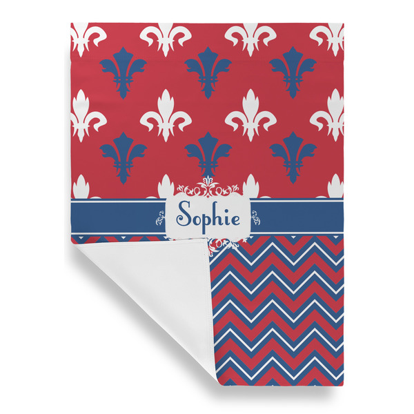 Patriotic Fleur de Lis Garden Flags - Large - Single Sided - FRONT FOLDED