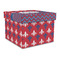 Patriotic Fleur de Lis Gift Box with Lid - Canvas Wrapped - Large (Personalized)