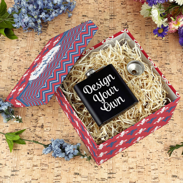 Patriotic Fleur de Lis Gift Boxes with Lid - Canvas Wrapped - Large - In Context