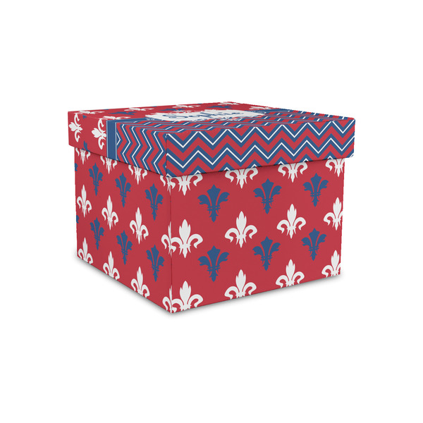 Custom Patriotic Fleur de Lis Gift Box with Lid - Canvas Wrapped - Small (Personalized)