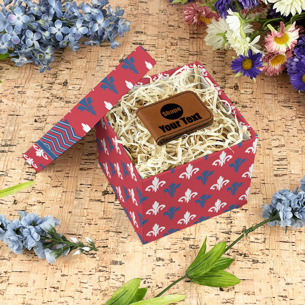 Patriotic Fleur de Lis Gift Boxes with Lid - Canvas Wrapped - Small - In Context