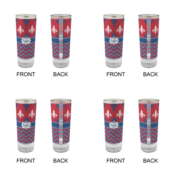 Patriotic Fleur de Lis Glass Shot Glass - 2 oz - Set of 4 - APPROVAL