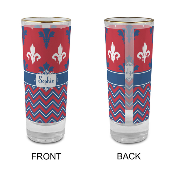 Patriotic Fleur de Lis Glass Shot Glass - 2 oz - Single - APPROVAL
