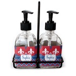 Patriotic Fleur de Lis Glass Soap & Lotion Bottle Set (Personalized)