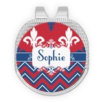 Patriotic Fleur de Lis Golf Ball Marker - Hat Clip - Silver