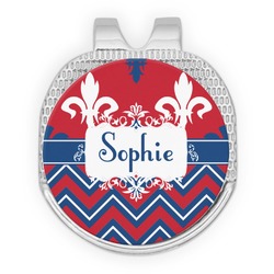 Patriotic Fleur de Lis Golf Ball Marker - Hat Clip - Silver
