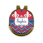 Patriotic Fleur de Lis Golf Ball Marker - Hat Clip - Gold
