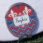 Patriotic Fleur de Lis Golf Ball Marker - Hat Clip