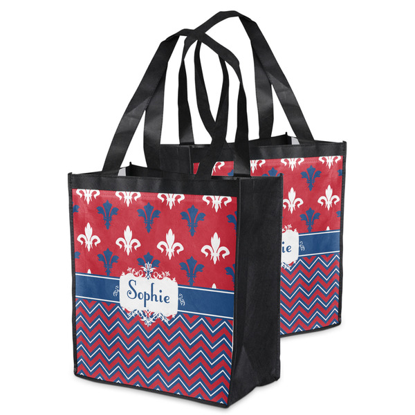 Patriotic Fleur de Lis Grocery Bag - MAIN