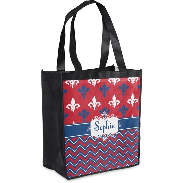 Custom Patriotic Fleur de Lis Grocery Bag (Personalized)