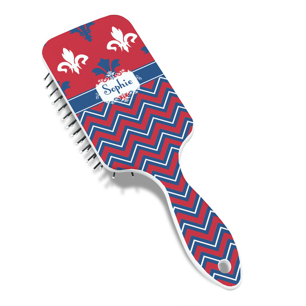 Patriotic Fleur de Lis Hair Brush - Angle View
