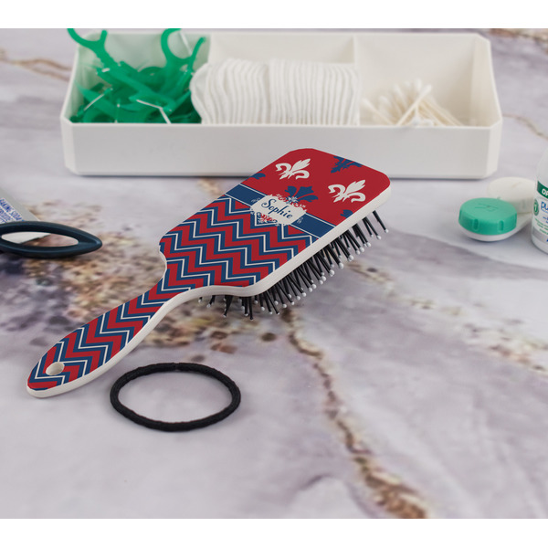 Patriotic Fleur de Lis Hair Brush - In Bathroom
