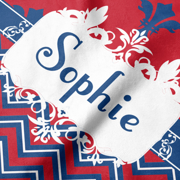 Patriotic Fleur de Lis Hooded Baby Towel- Detail Close Up