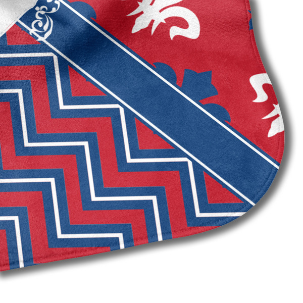 Patriotic Fleur de Lis Hooded Baby Towel- Detail Corner