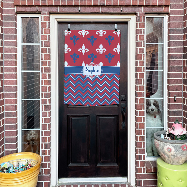 Patriotic Fleur de Lis House Flags - Double Sided - (Over the door) LIFESTYLE