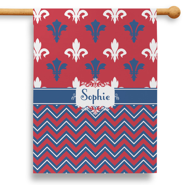 Custom Patriotic Fleur de Lis 28" House Flag (Personalized)