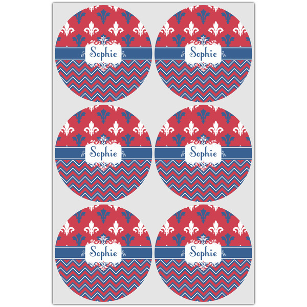 Patriotic Fleur de Lis Icing Circle - Large - Set of 6