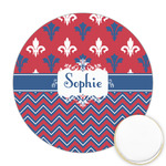 Patriotic Fleur de Lis Printed Cookie Topper - Round (Personalized)