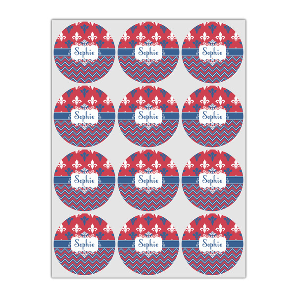 Patriotic Fleur de Lis Icing Circle - Small - Set of 12