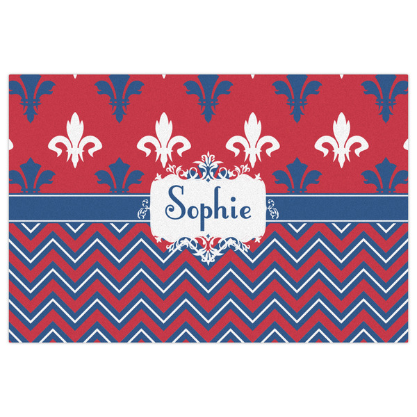 Patriotic Fleur de Lis Indoor / Outdoor Rug - 4'x6' - Front Flat