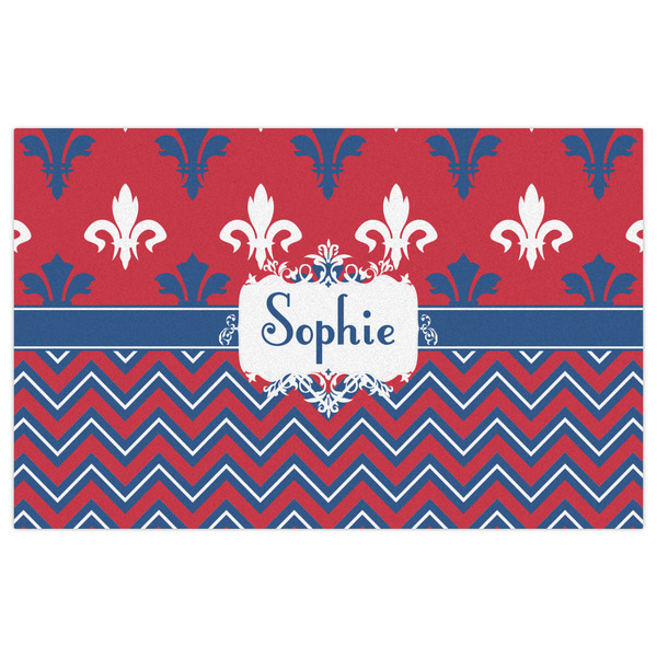 Patriotic Fleur de Lis Indoor / Outdoor Rug - 5'x8' - Front Flat