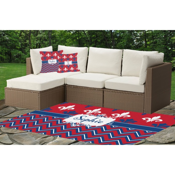 Patriotic Fleur de Lis Indoor / Outdoor Rug & Cushions