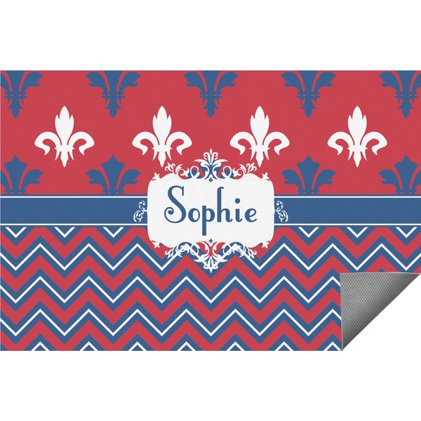 Custom Patriotic Fleur de Lis Indoor / Outdoor Rug - 6'x8' w/ Name or Text