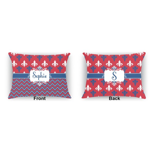 Patriotic Fleur de Lis Indoor Rectangular Burlap Pillow (Front and Back)