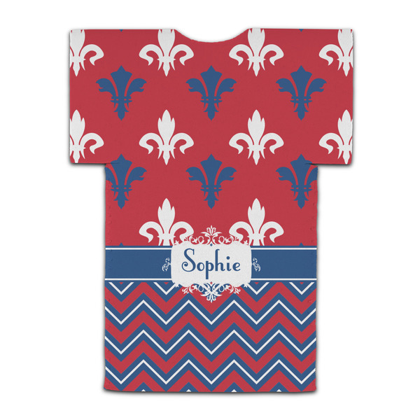 Patriotic Fleur de Lis Jersey Bottle Cooler - BACK (flat)
