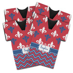 Patriotic Fleur de Lis Jersey Bottle Cooler - Set of 4 (Personalized)