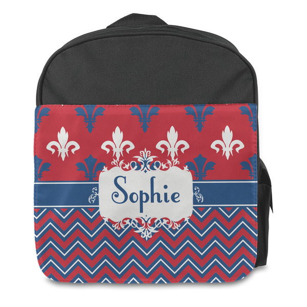 Patriotic Fleur de Lis Kids Backpack - Front