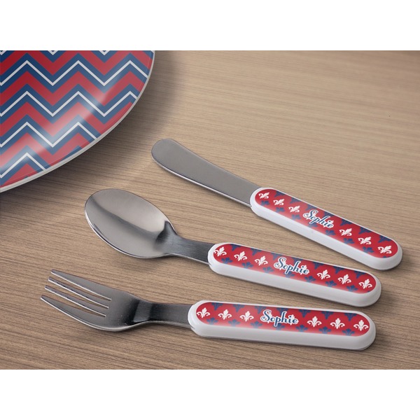 Patriotic Fleur de Lis Kids Flatware w/ Plate