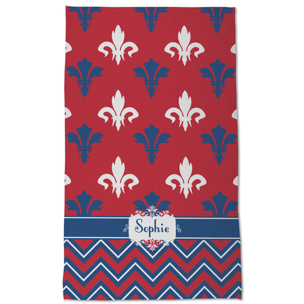 Patriotic Fleur de Lis Kitchen Towel - Poly Cotton - Full Front