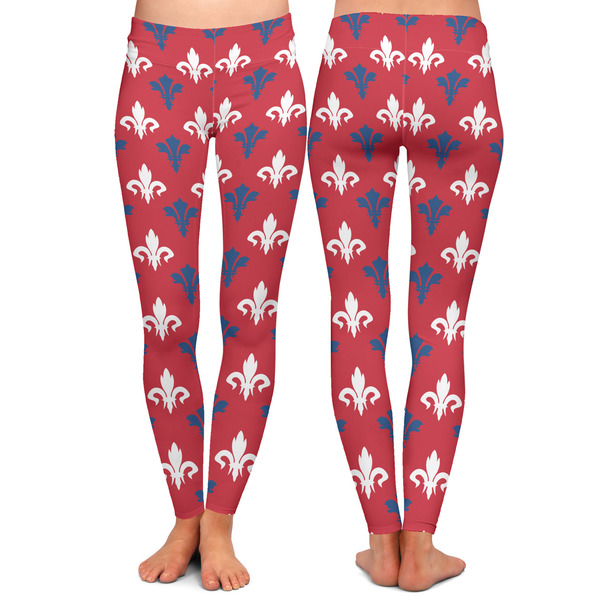 Patriotic Fleur de Lis Ladies Leggings - Front and Back